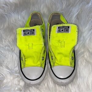 Neon Green woman’s converse gym shoes